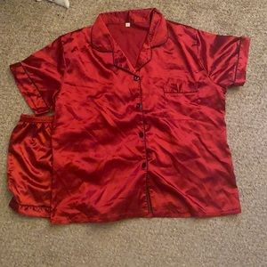Red Satin Pj short set
